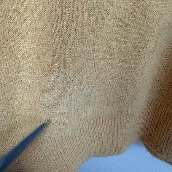 Vintage Christian Dior Mens V-Neck Yellow Knit Acrylic Long Sleeve Sweater XL - Picture 8 of 10